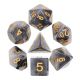 Marble Black Jade with Gold Polyhedral 7 Dice Set
