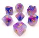 Marble Dark Blue Purple Jade with Gold Polyhedral 7 Dice Set