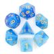 Milky Blue with Gold Polyhedral 7 Dice Set
