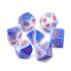 Sea & Sky Blue White with Copper Numbers Polyhedral 7 Dice Set