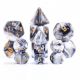Blend Polyhedral Mini Black White with Gold Numbers7-Die Set