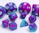 Blend Polyhedral Mini Teal Purple with Blue Numbers7-Die Set