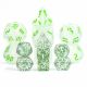 Translucent Polyhedral Mini Green GLITTER with White Numbers7-Die Set