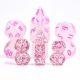 Translucent Polyhedral Mini Rose Red GLITTER with White Numbers7-Die Set