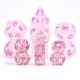 Translucent Polyhedral Mini Rose Red GLITTER with White Numbers7-Die Set