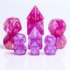 Translucent Polyhedral Mini Purple GLITTER with Silver Numbers7-Die Set