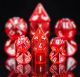 Transparent Polyhedral Mini Red with Silver Numbers7-Die Set