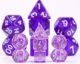 Transparent Polyhedral Mini Purple with Silver Numbers7-Die Set