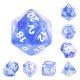 Transparent Blue Nebula with White Numbers Polyhedral 7 Dice Set