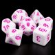 Opaque White with Purple Numbers Polyhedral 7 Dice Set