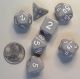 Opaque Polyhedral Dark Grey with White Numbers 7-Die Set