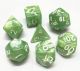 Pale Green Pearl Polyhedral Dice Set 7 with White Numbers
