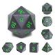 Sharp Edge Polyhedral Dice Set Black with Green Numbers(7)