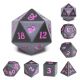 Sharp Edge Polyhedral Dice Set Black with Purple Numbers(7)