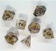 Sharp Edge Polyhedral Dice Set Gold Flake Black Numbers (7) Golden Flakes