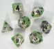 Dryad Green Swirl Skull Clear with Black Polyhedral 7 Dice Set