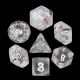 Blossom Snowfall Transparent Speckled Polyhedral Dice with White Number (7)