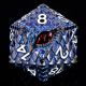35mm Titan Solid Metal d20 Dragon Scale Eye Blue Galaxy Red White Numbers