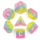 Transparent Candyland with Gold Polyhedral 7 Dice Set