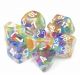 Transparent Swirl Rainbow Clear with White Numbers Polyhedral (7) Dice Set