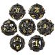 Hollow Orb Black with Ivory Numbers Dice Polyhedral Set (7)