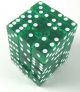 12mm d6 Transparent Square Green with White Pips Dice (36)