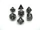 7pc Glitter Ployhedral Black with White Numbers Dice Set