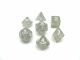 7pc Glitter Ployhedral Clear with White Numbers Dice Set