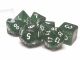 Polyhedral 7-Die Glitter Dice Set - Green with White Numbers