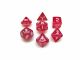7pc Glitter Ployhedral Rose Ochre Purple with White Numbers Dice Set