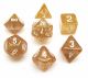 Polyhedral 7-Die Glitter Dice Set - Yellow with White Numbers