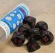 7 Polyhedral Die Set Opaque Black with Red Numbers