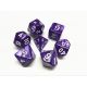 Pearl Purple with White Numbers Polyhedral 7 Dice Set