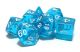 Transparent Azure Light Blue with White Polyhedral 7 Dice Set