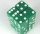 16mm d6 Square Opaque Green with White Pips (12)