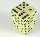16mm d6 Square Opaque Ivory with Black Pips (12)