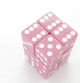 16mm d6 Square Opaque Pink with White Pips (12)