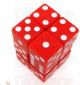 16mm d6 Square Opaque Red with White Pips (12)