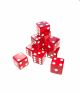 16mm d6 Square Transparent Red with White Pips Dice Set (12)