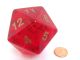 55mm d20 Transparent Ruby Red with Gold Numbers Countdown Die