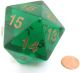 55mm d20 Transparent Emerald with Gold Number Countdown Die