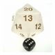 55mm d20 Transparent Pearl White with Gold Numbers Countdown Die