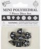 Miniature Opaque Polyhedral Black with White Numbers Dice Set (7)