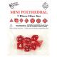 Miniature Transparent Polyhedral Red with White Numbers Dice Set (7)