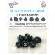 Miniature Opaque Polyhedral Black with Blue Numbers Dice Set (7)