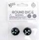 Sphere Round Black with White Pips d6 (2) Weighted to STOP!