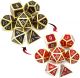 Gold Frame and Numbers Black Shift to Red Metal Polyhedral Dice Set (7)