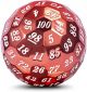 100 sided d100 Red Die with White Numbers Metal