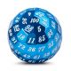100 sided d100 Blue Die with White Numbers Metal