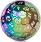 100 sided d100 Rainbow Die with White Numbers Metal